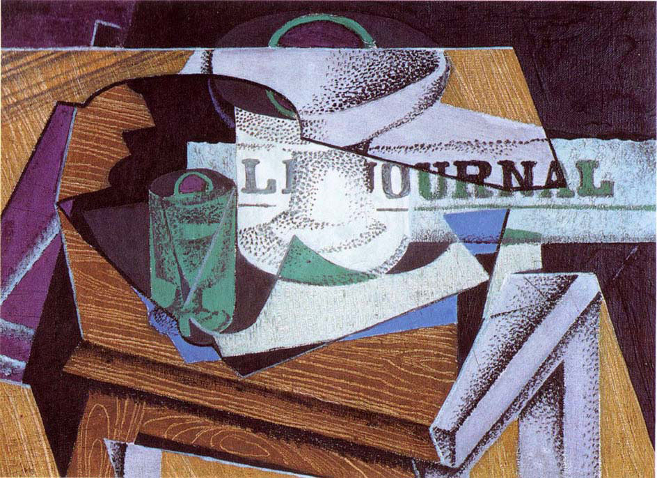 Fruit Dish, Book and Newspaper